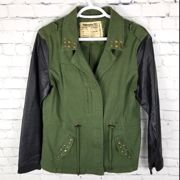 DOLLHOUSE | denim & vegan leather stud jacket - Picture 1 of 6